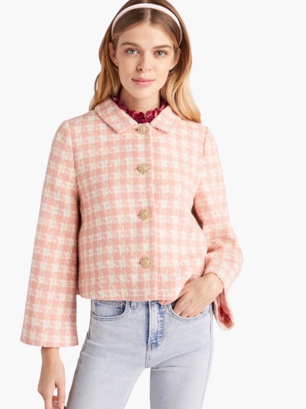 Hill House Bea Tweed Jacket Pink Size S